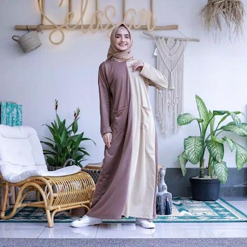 model baju gamis dua warna