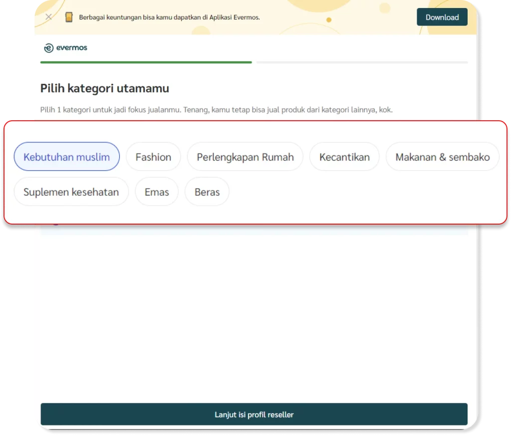 Cara Daftar Jadi Reseller Evermos