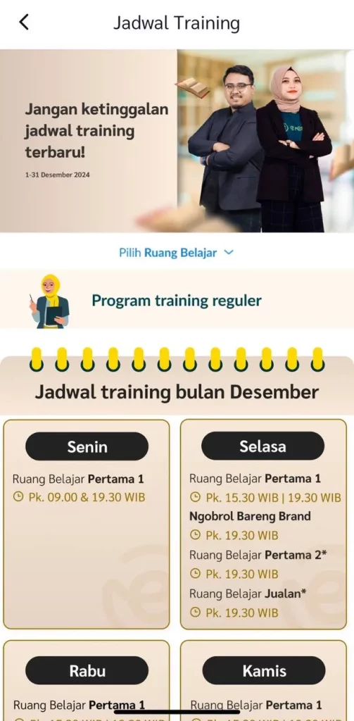 Cek Informasi Jadwal Pelatihan Reseller di Menu Aplikasi Evermos 3 Cek Informasi Jadwal Pelatihan Reseller di Menu Aplikasi Evermos
