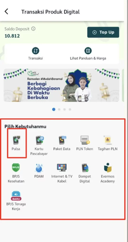 Tutorial Checkout Produk Digital Pulsa di Evermos